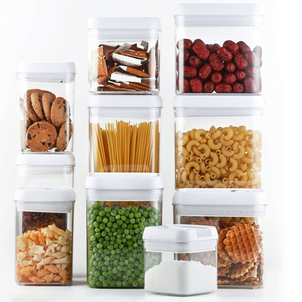 10pc White Airtight Food Storage Container Set Kitchen Pantry Dry Food Dispenser